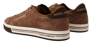 Zapatillas bajas de ante marrón con logo para hombre
