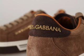 Zapatillas bajas de ante marrón con logo para hombre