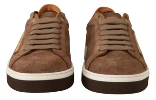 Zapatillas bajas de ante marrón con logo para hombre