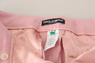 Pink Wool Mid Waist Tapered Pants