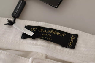 Jeans ajustados de mezclilla blanca con algodón