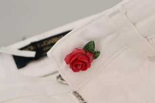 Jeans ajustados de mezclilla blanca con algodón