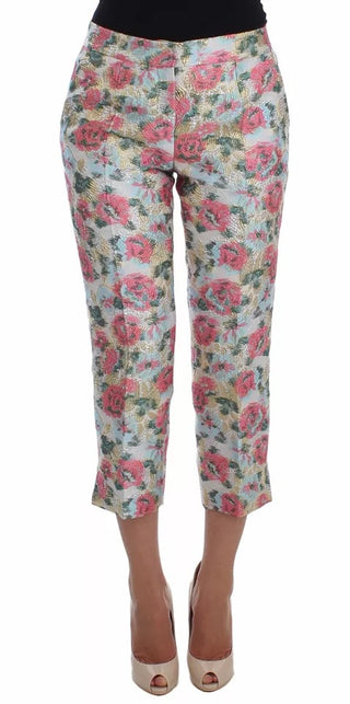 Weiße pinkfarbene florale Brokathose