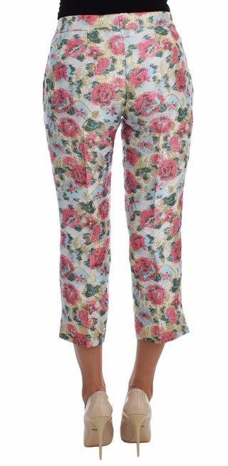 Weiße pinkfarbene florale Brokathose