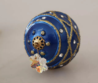 Gold-Messing-Blau Christbaumkugel Kristall Haken Ohrringe Schmuck