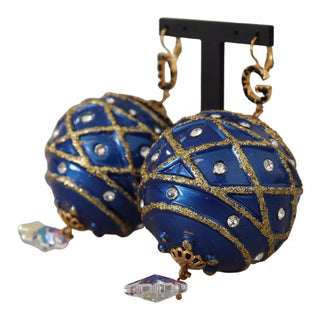 Gold-Messing-Blau Christbaumkugel Kristall Haken Ohrringe Schmuck