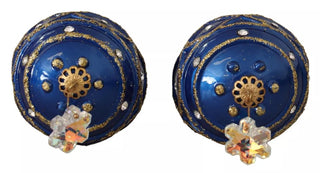 Gold-Messing-Blau Christbaumkugel Kristall Haken Ohrringe Schmuck