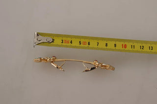 Broche de collar de plata de ley 925 chapado en oro con cristal