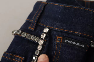 Pantalones cortos vaqueros azul oscuro adornados