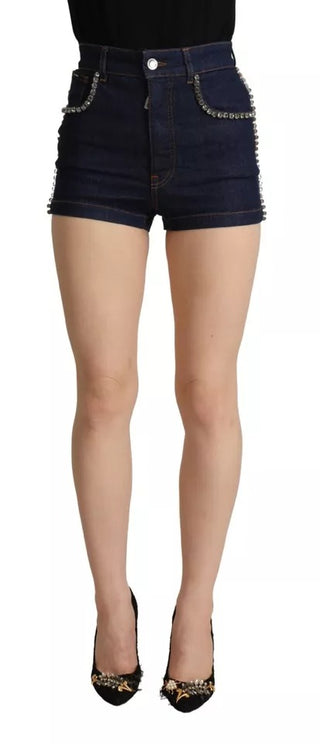 Pantalones cortos vaqueros azul oscuro adornados