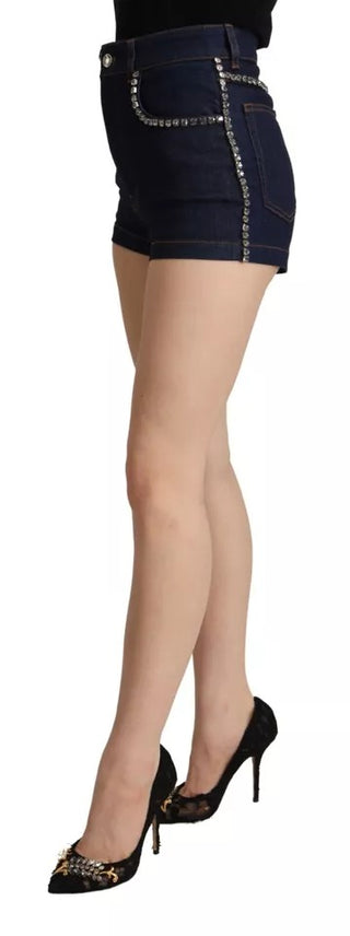 Pantalones cortos vaqueros azul oscuro adornados