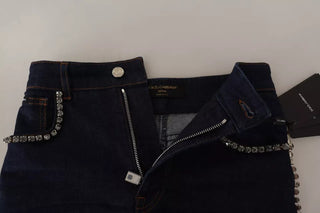 Pantalones cortos vaqueros azul oscuro adornados
