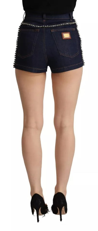 Pantalones cortos vaqueros azul oscuro adornados