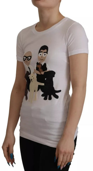 Weißes T-Shirt aus Baumwolle mit #DGFamily Patch