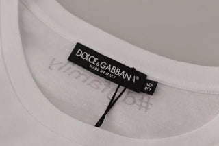 Weißes T-Shirt aus Baumwolle mit #DGFamily Patch