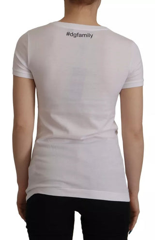 Weißes T-Shirt aus Baumwolle mit #DGFamily Patch