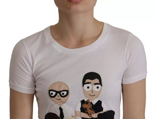 Weißes T-Shirt aus Baumwolle mit #DGFamily Patch