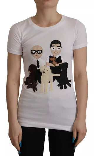 Weißes T-Shirt aus Baumwolle mit #DGFamily Patch