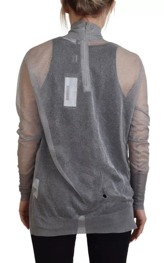 Suéter gris transparente de cuello alto
