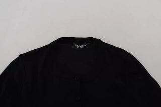 Schwarzer Rundhals-Pullover mit langen Ärmeln