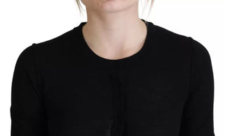 Schwarzer Rundhals-Pullover mit langen Ärmeln