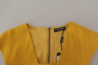 Gelbes ärmelloses Midi-Scheidenkleid aus Viskose