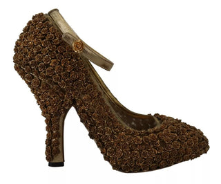 Goldrosenverzierte Pumps