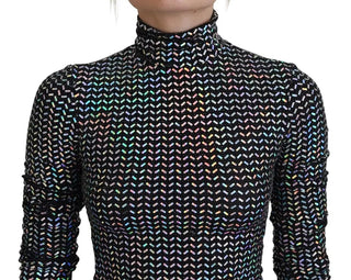 Vestido mini ajustado de nylon negro con adornos  