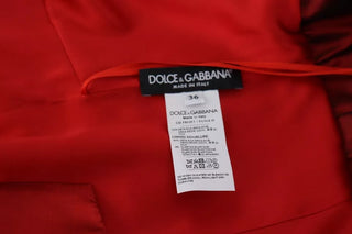 Rotes A-Linien-Midi-Satinseidenkleid mit Falten