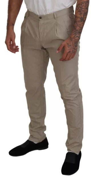 Beige Baumwoll-Chino Herren Anzughose