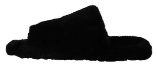 Schwarze Polyester-Kunstfell Herren-Sandalen