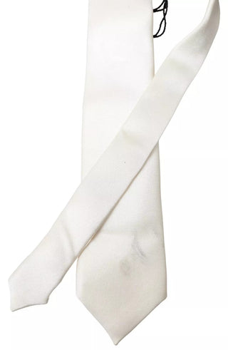 Corbata clásica para hombre de satén de seda blanco roto