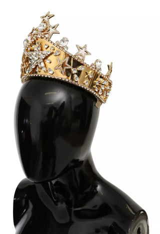 Tiara diadema con corona de logo de estrella de cristal dorado STRASS
