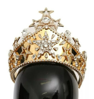 Gold Crystal Star STRASS Crown Logo Tiara Diadem