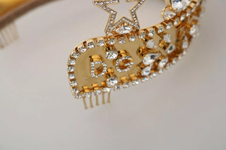 Tiara diadema con corona de logo de estrella de cristal dorado STRASS
