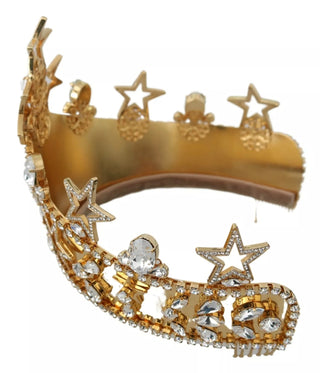 Tiara diadema con corona de logo de estrella de cristal dorado STRASS