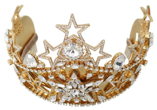 Tiara diadema con corona de logo de estrella de cristal dorado STRASS