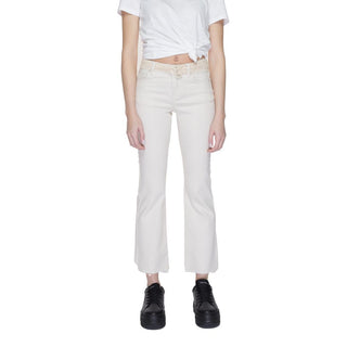Beige Bootcut Jeans aus Baumwolle