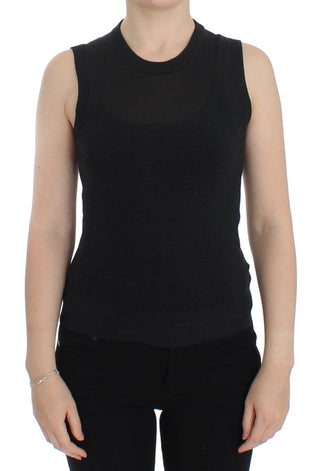 Chaleco Sin Mangas Negro de Cuello Redondo