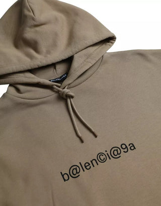Sudadera con capucha marrón de algodón con símbolo Molleton Bouclette