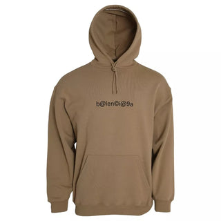 Sudadera con capucha marrón de algodón con símbolo Molleton Bouclette