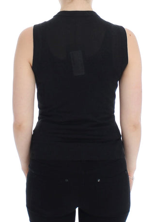 Chaleco Sin Mangas Negro de Cuello Redondo
