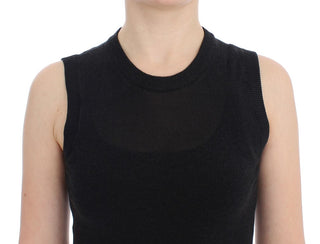Chaleco Sin Mangas Negro de Cuello Redondo