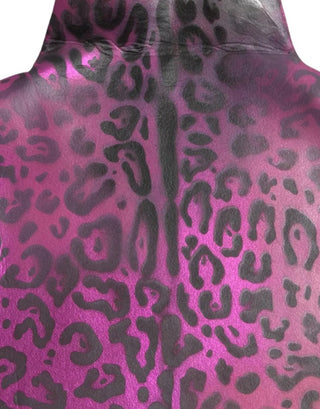 Vestido midi de corte recto de poliéster con estampado de leopardo rosa