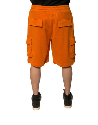 Orange Cotton Men Casual Cargo Bermuda Shorts