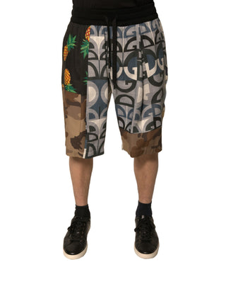 Bermudas de lino multicolor con patchwork
