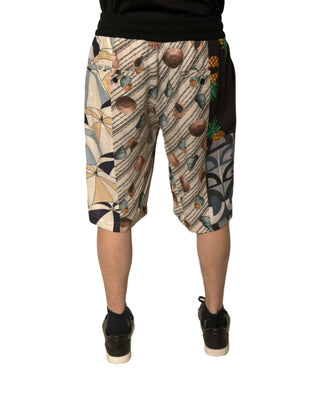 Bermudas de lino multicolor con patchwork