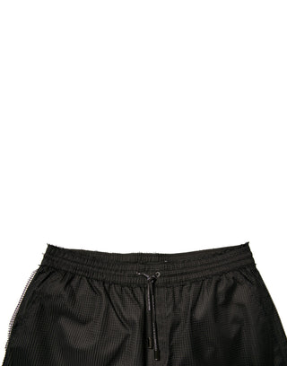Shorts de poliéster negro tipo jersey de cintura media