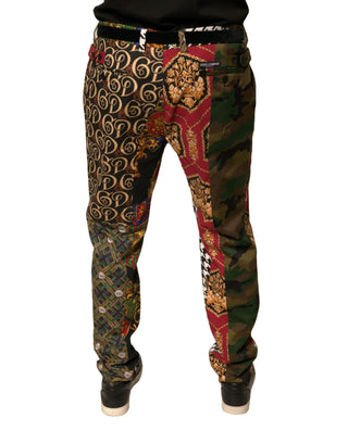 Pantalones de vestir multicolor con patchwork para hombre