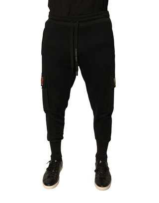 Black Cotton Jogger Cargo Sweatpants Pants